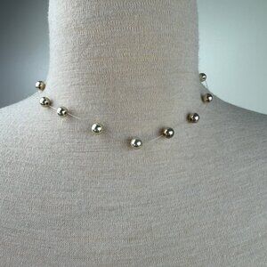 Floating Silver Bead Necklace 14-17.5"
